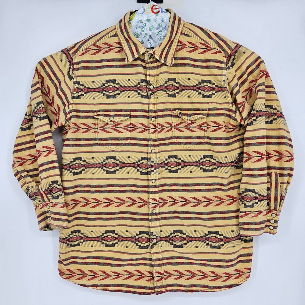 Ryan Michael Pearl Snap Shirt Mens XXL Western Rodeo Aztec Sunset Long‎ Sleeve